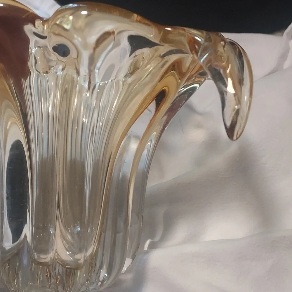 TELEFLORA Yellow Ribbed Fan Vase | Yellow Glass Vase | Vases for Flowers | Scall